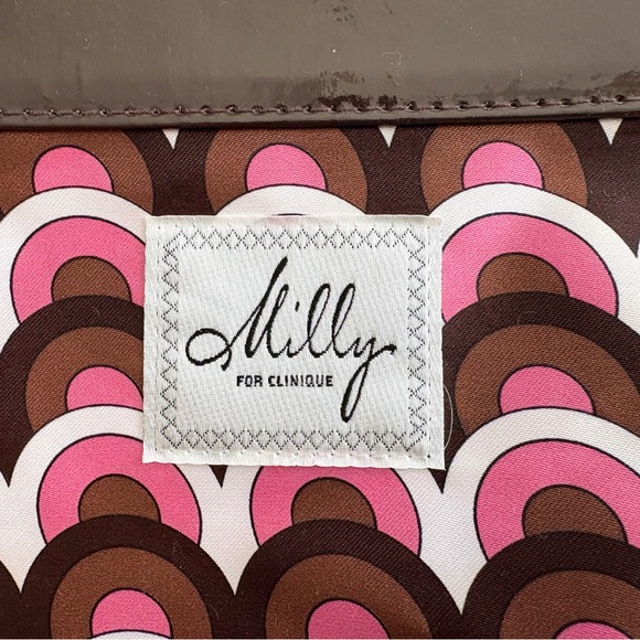 Milly for Clinique Cosmetic Case Pink and Brown Retro Pattern - Picture 2 of 5